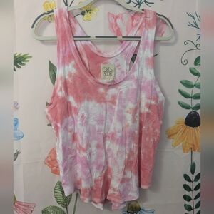 Chaser Pink & White Tie-Dye Tank Top